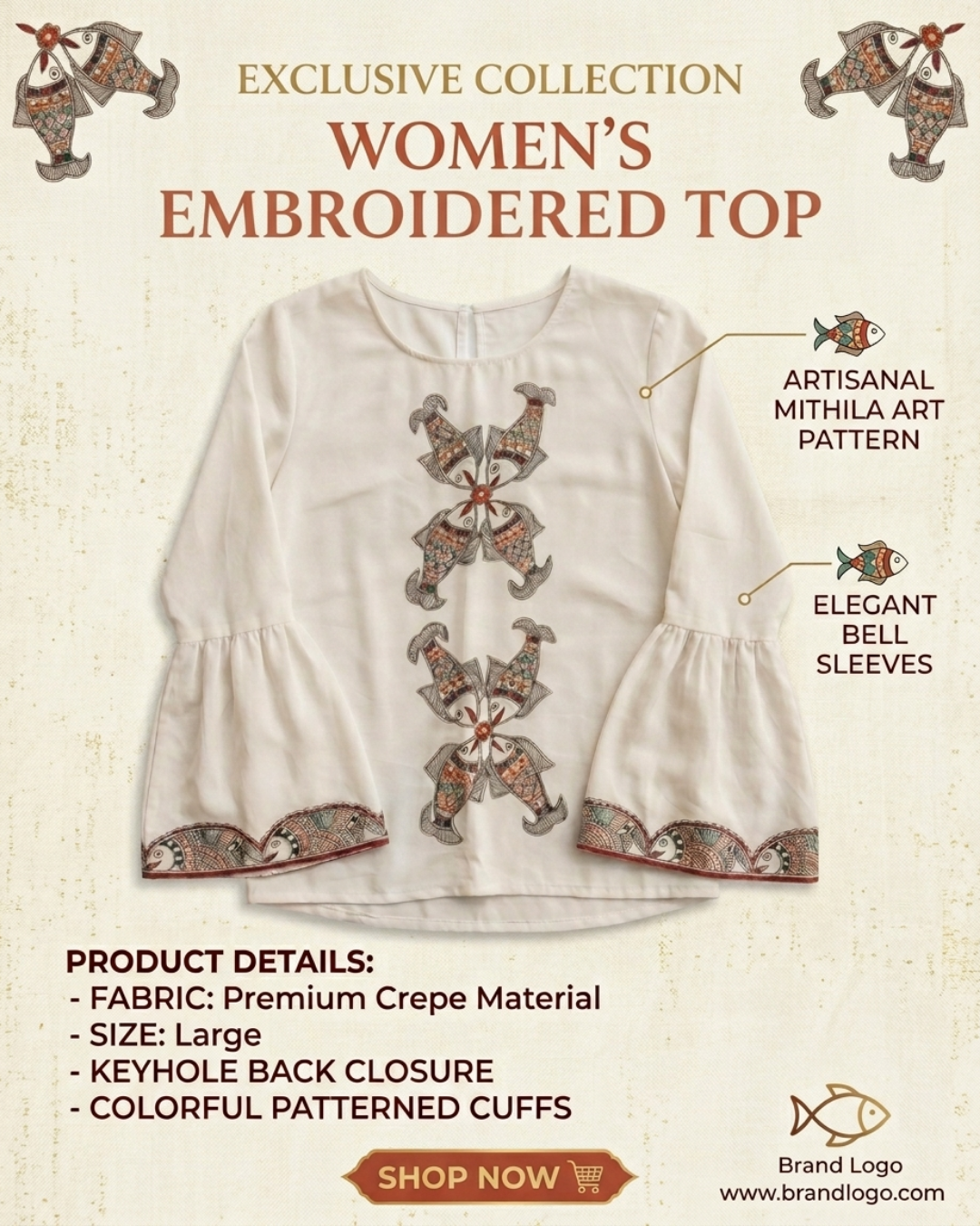 Women Madhubani Painting Top  – Handcrafted Ethnic Designer Wear for Women
