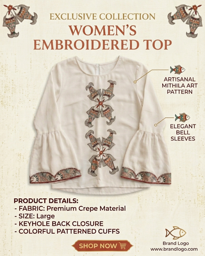Women Madhubani Painting Top | Handcrafted Ethnic Wear
