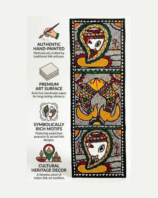 Fish and Ganesha Madhubani Wall Art Painting