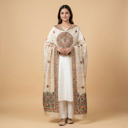 Handmade Madhubani Painting Dupatta for Women