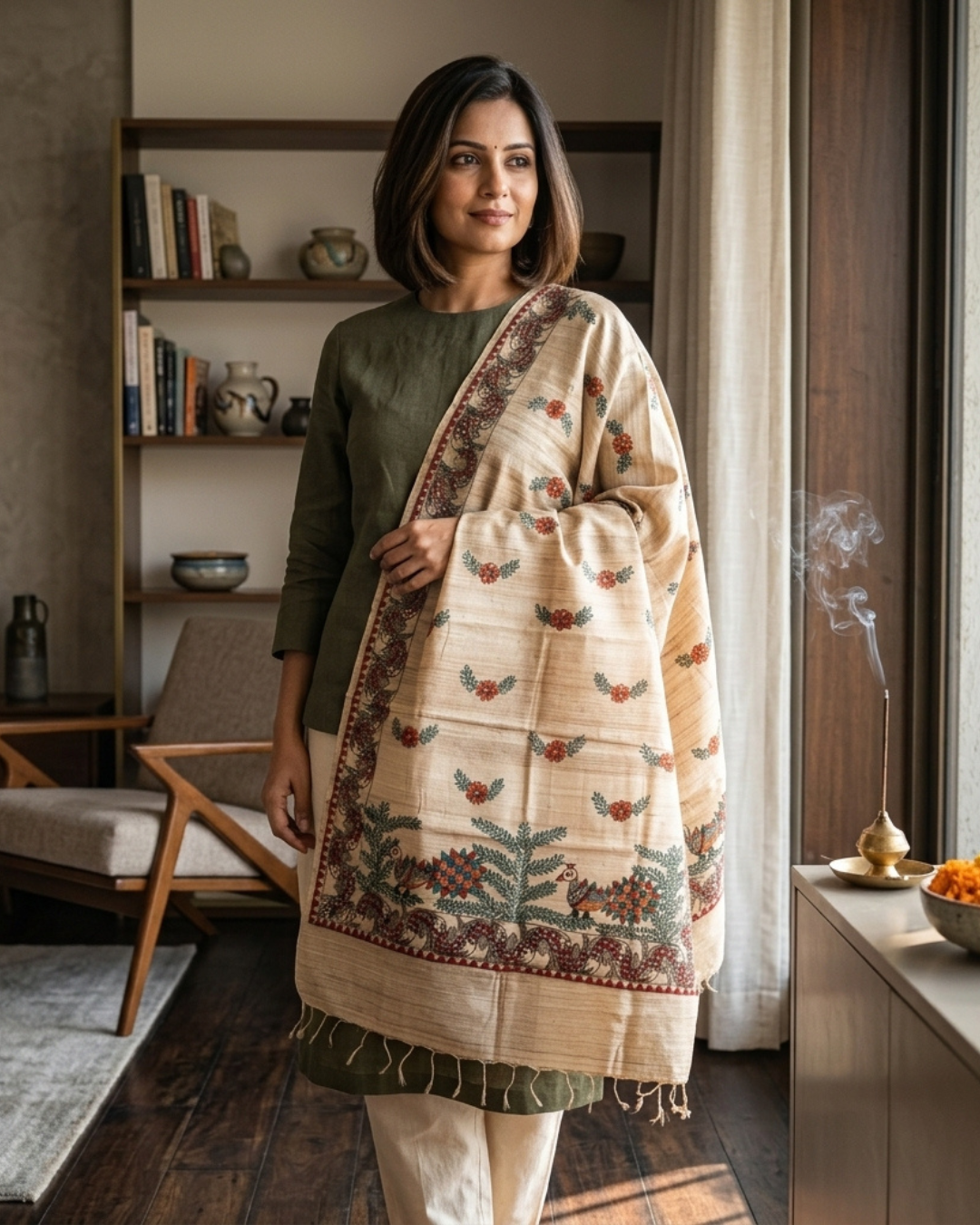 Handmade Madhubani Painting Dupatta for Women | Ethnic Hand-Painted