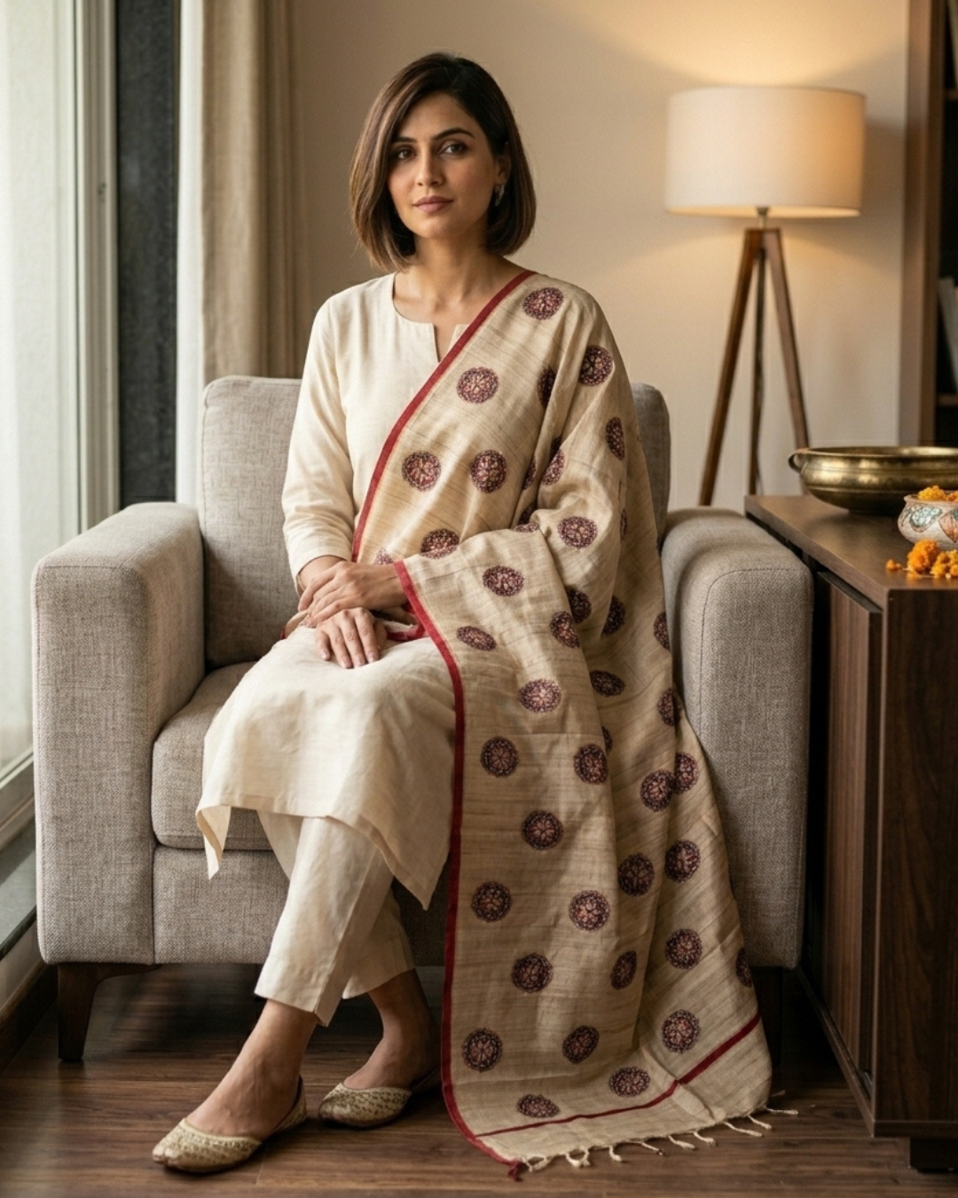 Handmade Madhubani Painting Dupatta for Women | Hand-Painted Ethnic