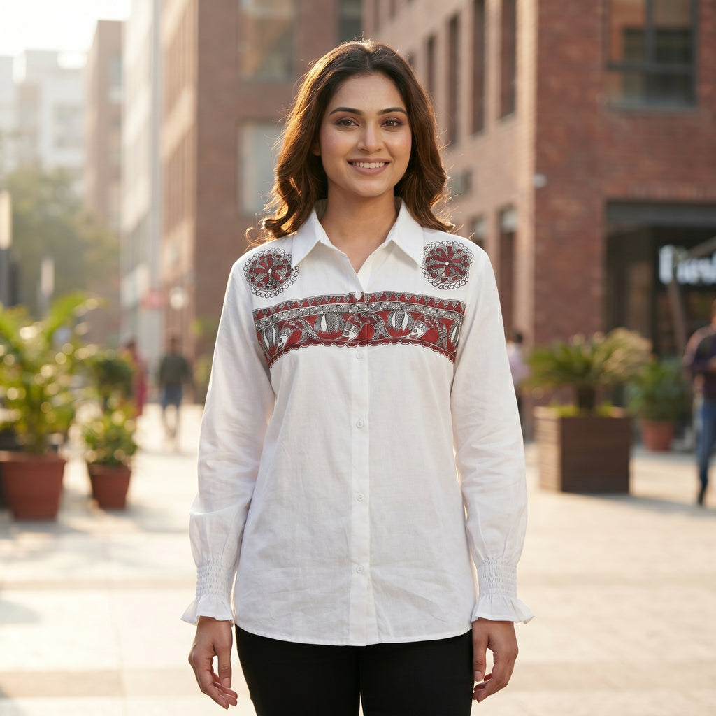 Hand-Painted Madhubani Women's – Traditional Folk Art Design