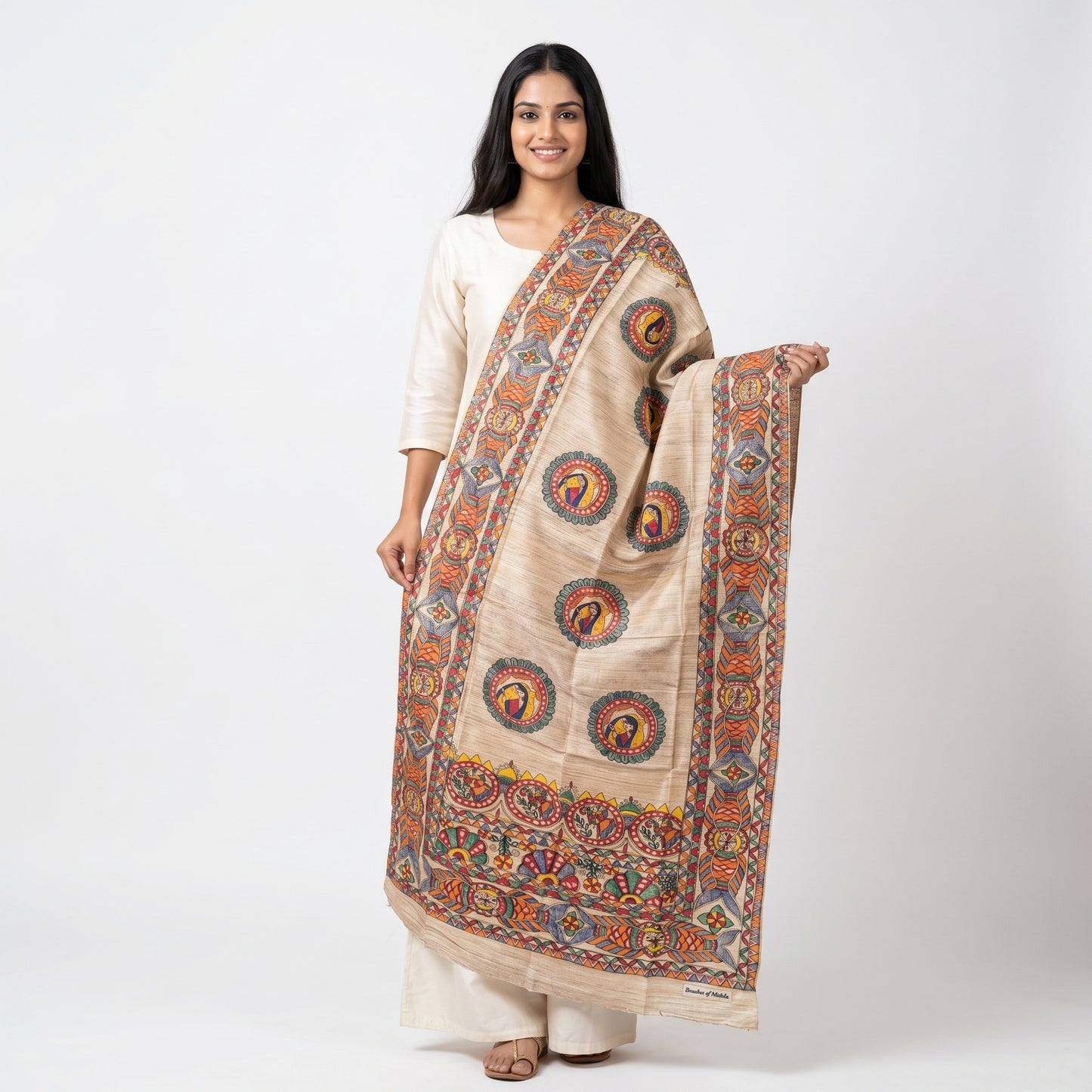 Handmade Madhubani Painting Dupatta for Women