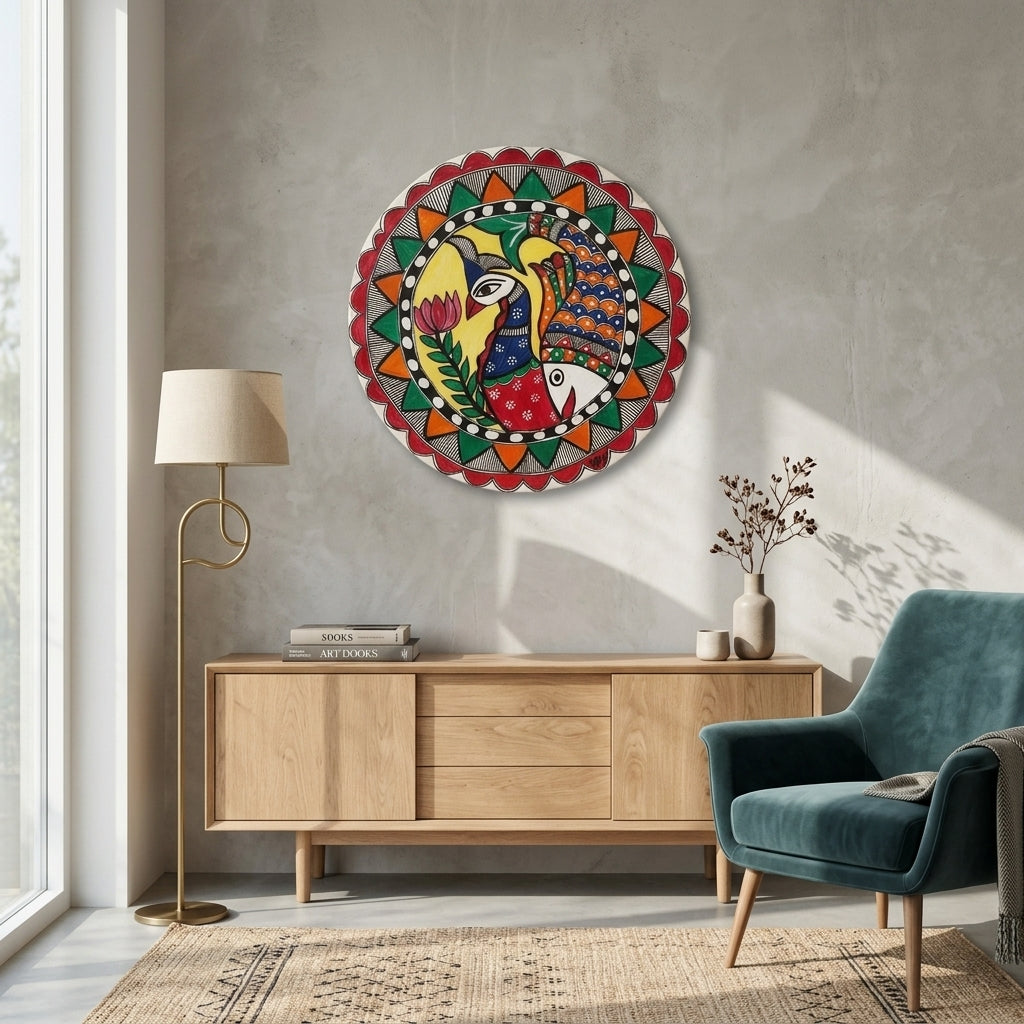Peacock Madhubani Painting Wall Art – Handcrafted Home Decor