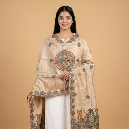 Handmade Madhubani Painting Dupatta for Women