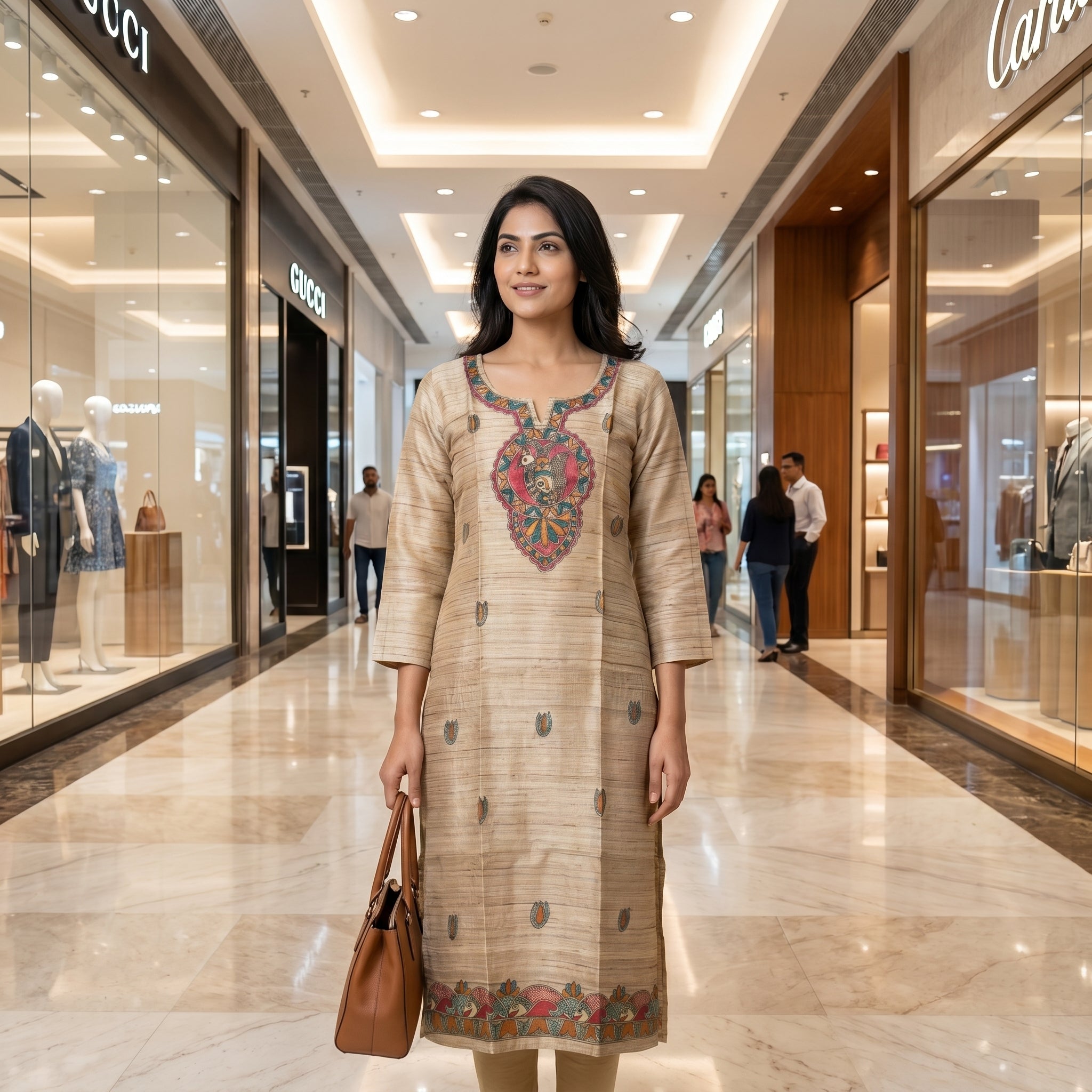 Hand-Painted Madhubani Readymade Kurti | Handmade Ethnic Wear for Women