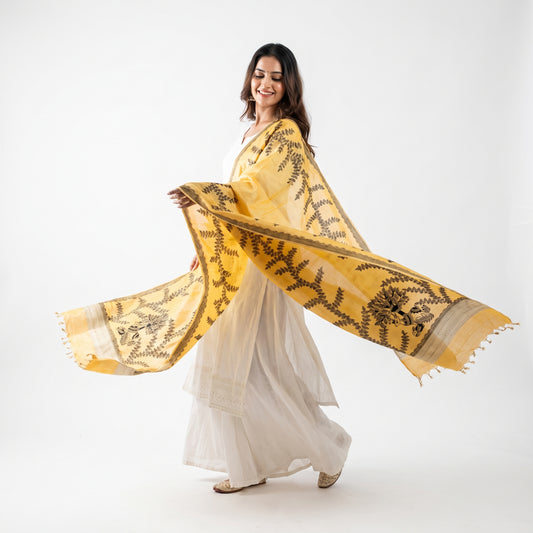 Handmade Madhubani Painting Dupatta for Women & Girls