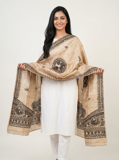 Handmade Madhubani Painting Dupatta for Women