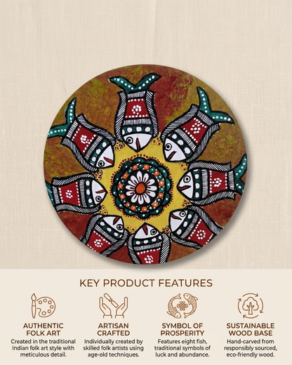 Handmade Fish Madhubani Wall Art Traditional Home Decor