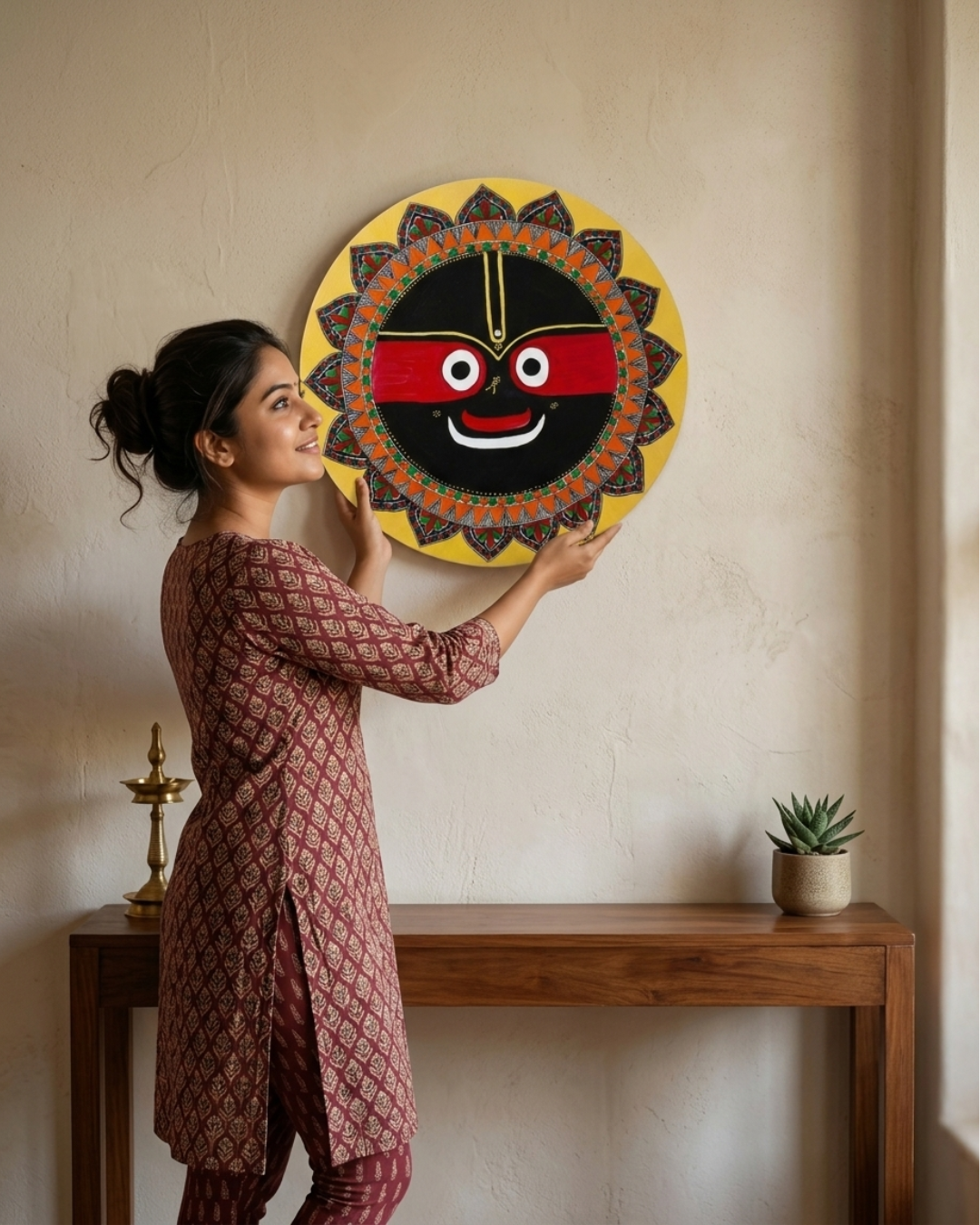 Jagannath Ji Madhubani Painting – 16 Inch MDF Wall Art