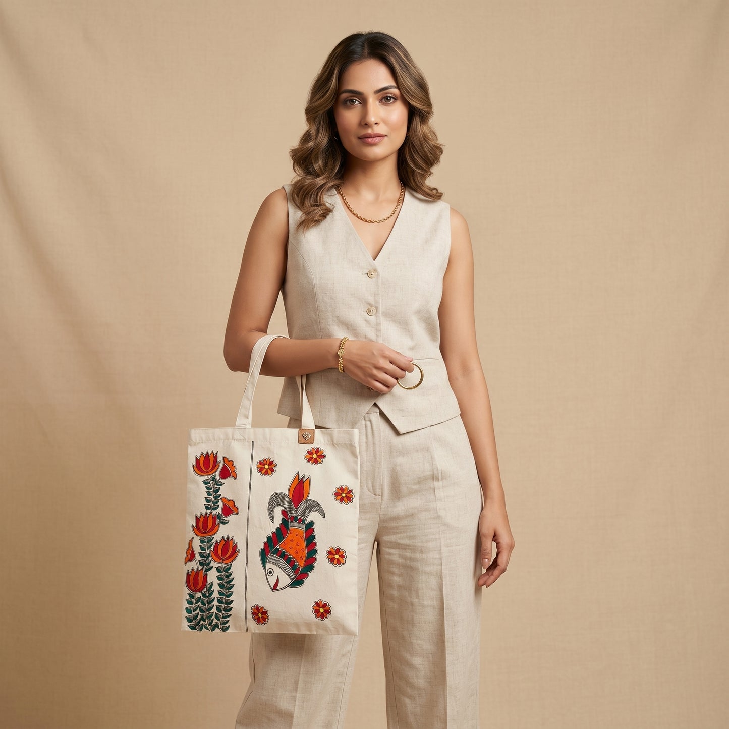 Hand-Painted Madhubani Tote Bag for Everyday Style