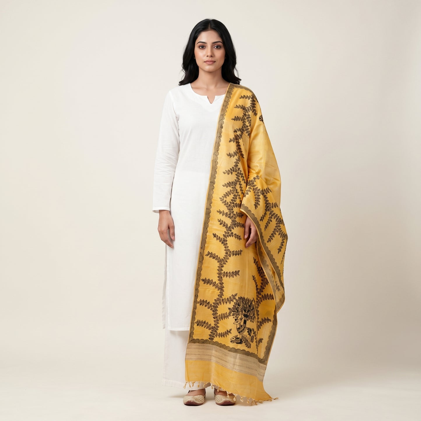 Handmade Madhubani Painting Dupatta for Women & Girls