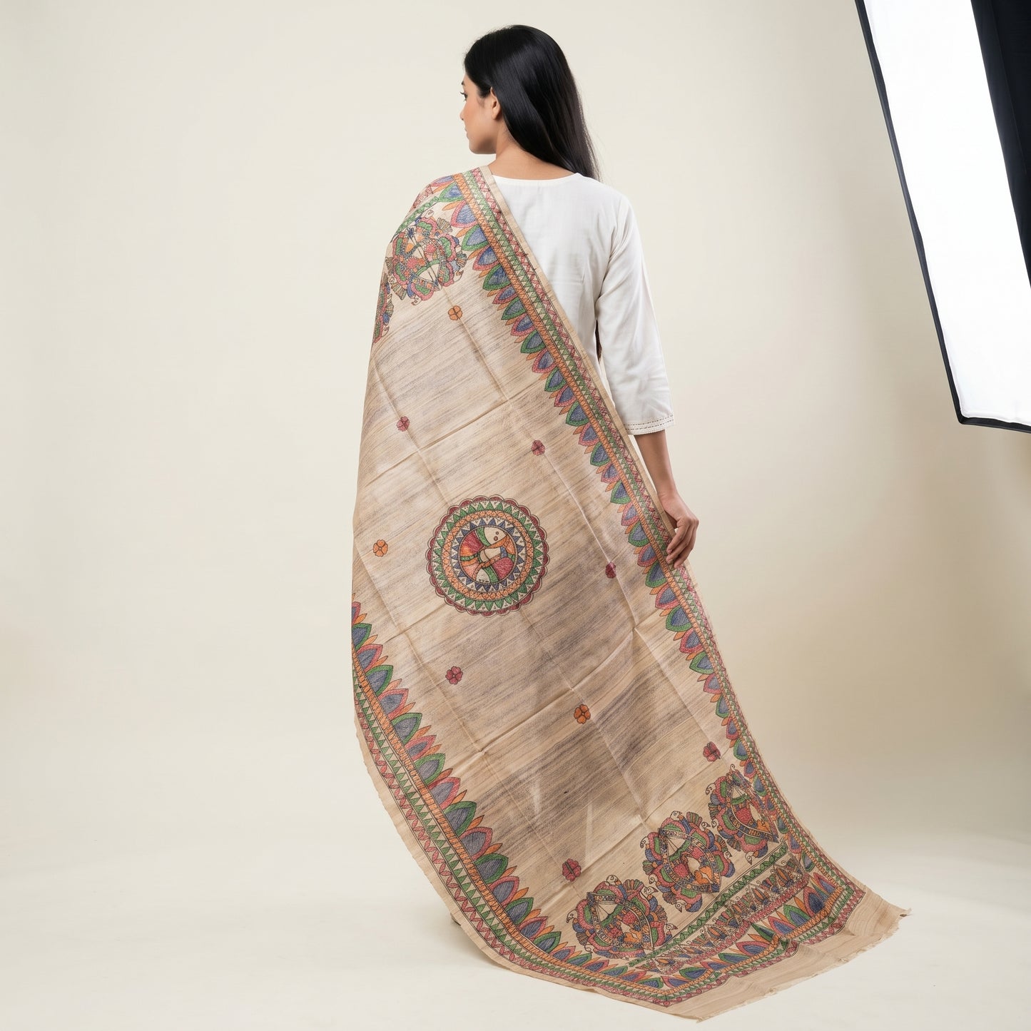 Handmade Madhubani Painting Dupatta for Women