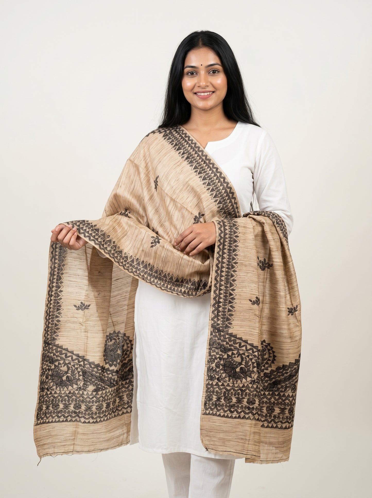 Handmade Madhubani Painting Dupatta for Women