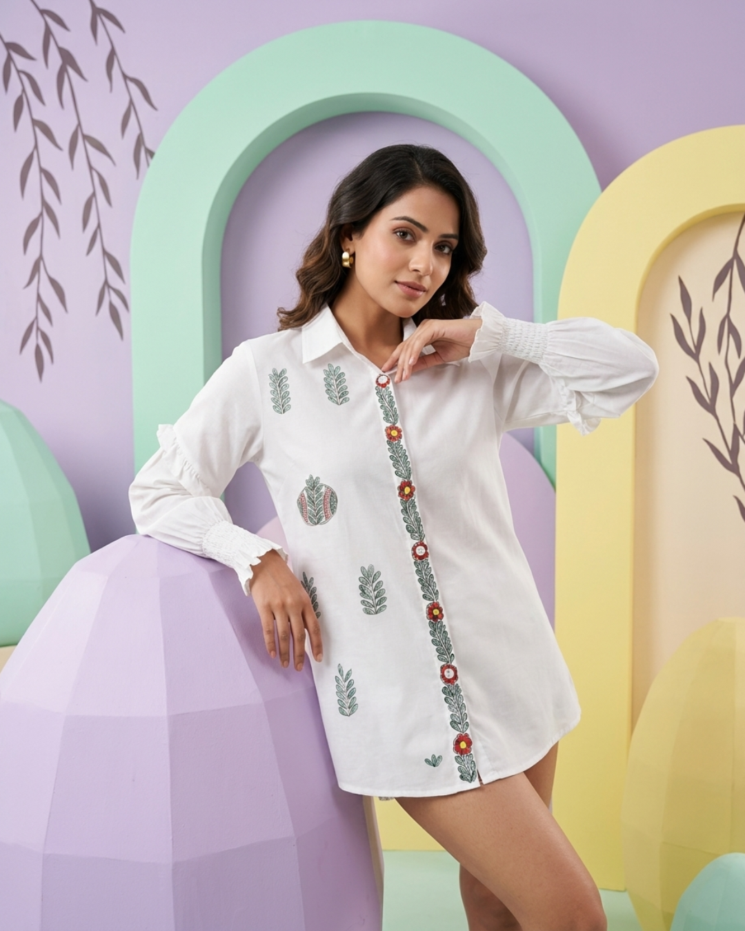 Front & Back Madhubani Shirt for Women –  (Size L) | Ethnic Designer Wear