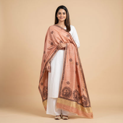 Handmade Madhubani Painting Dupatta for Elegant Style
