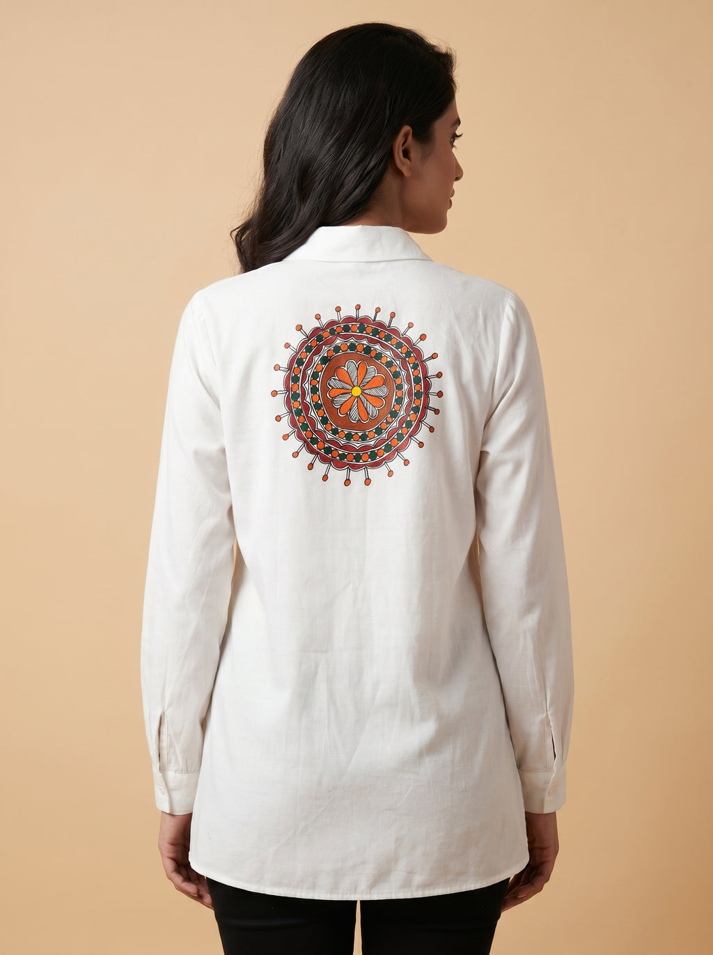 Hand-Painted Madhubani Women's Shirt – Front & Back Artwork