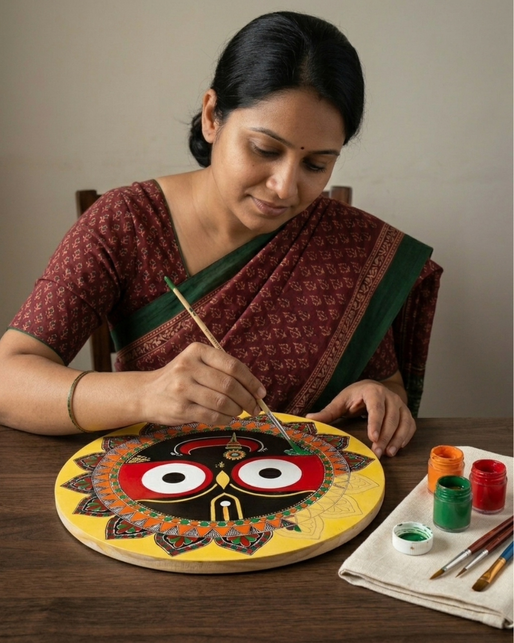 Jagannath Ji Madhubani Painting – 16 Inch MDF Wall Art
