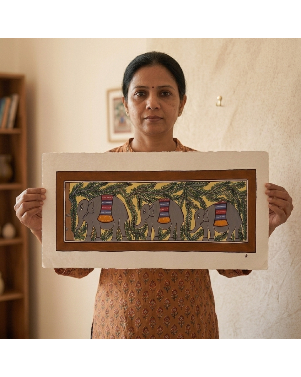 Elephant Tree of Life Madhubani Painting | Handmade Wall Art
