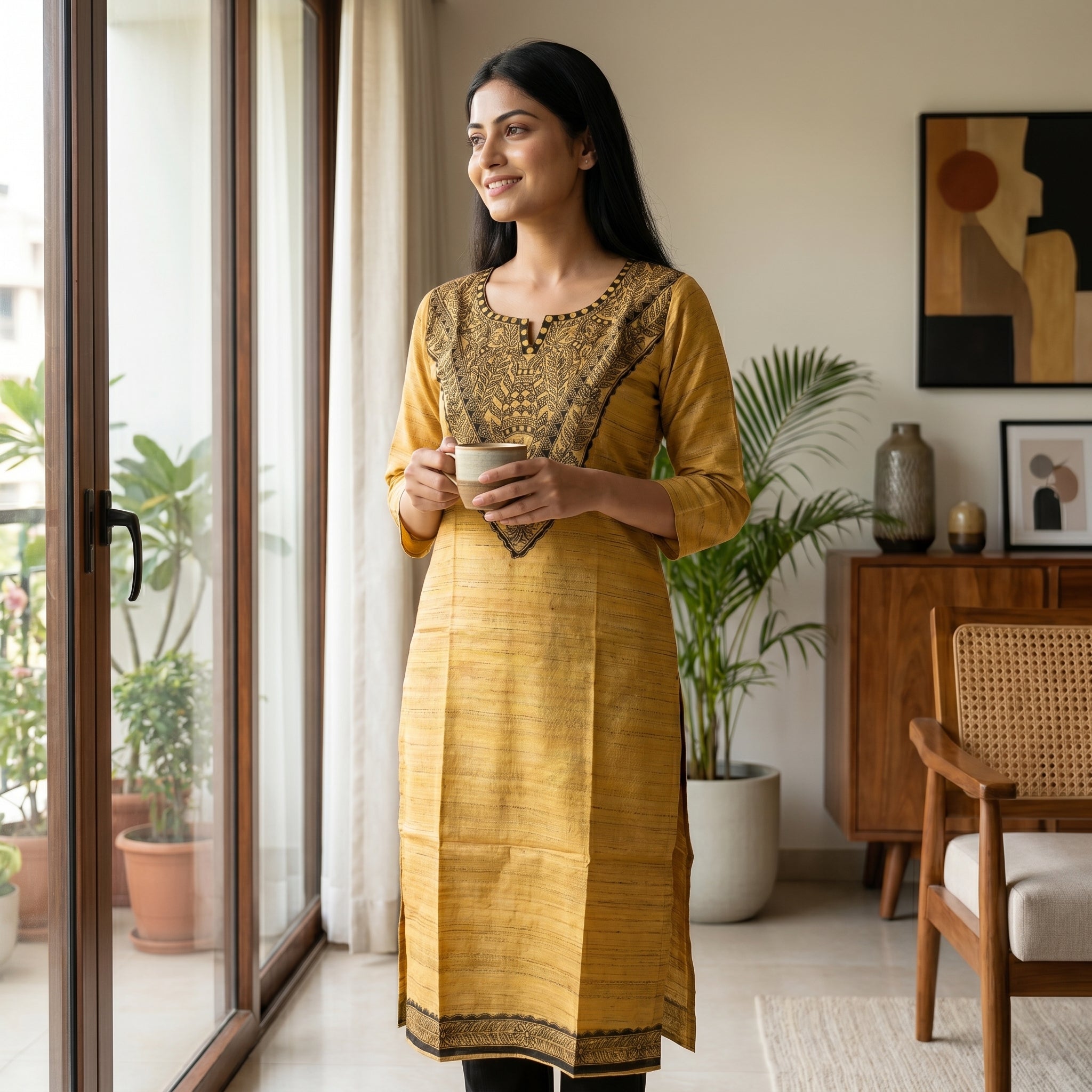 Hand-Painted Madhubani Readymade Kurti | Handmade Ethnic Wear for Women