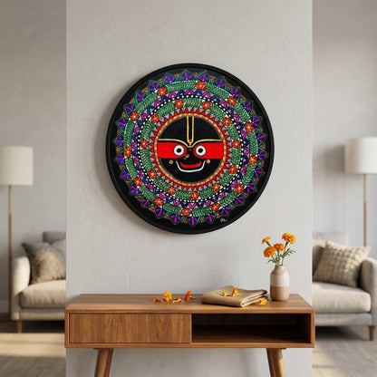 Jagannath Ji Madhubani Wall Art | Spiritual Decor