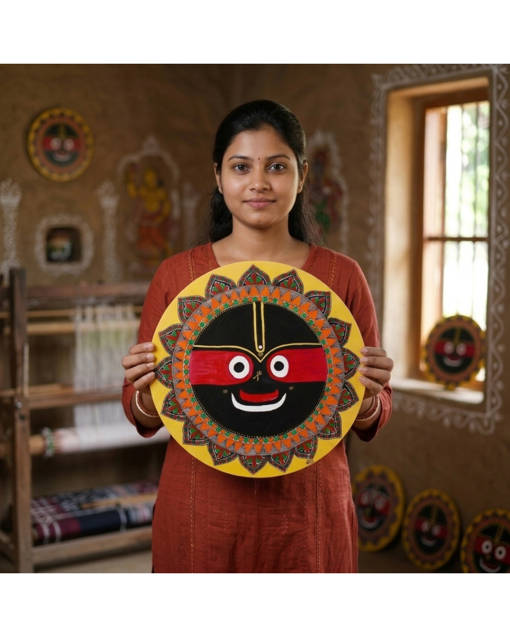 Jagannath Ji Madhubani Painting – 16 Inch MDF Wall Art