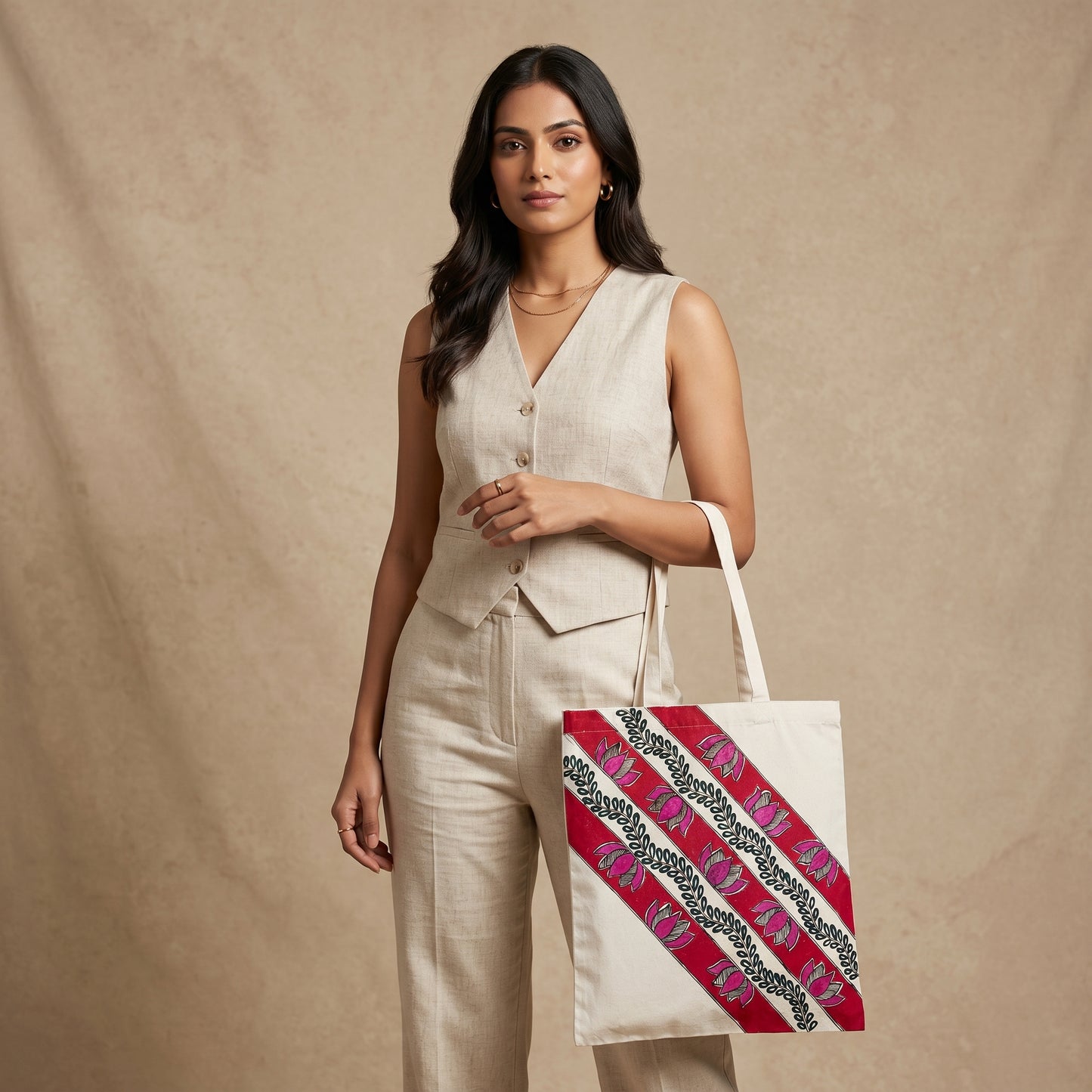 Hand-Painted Madhubani Tote Bag for Ethnic Style