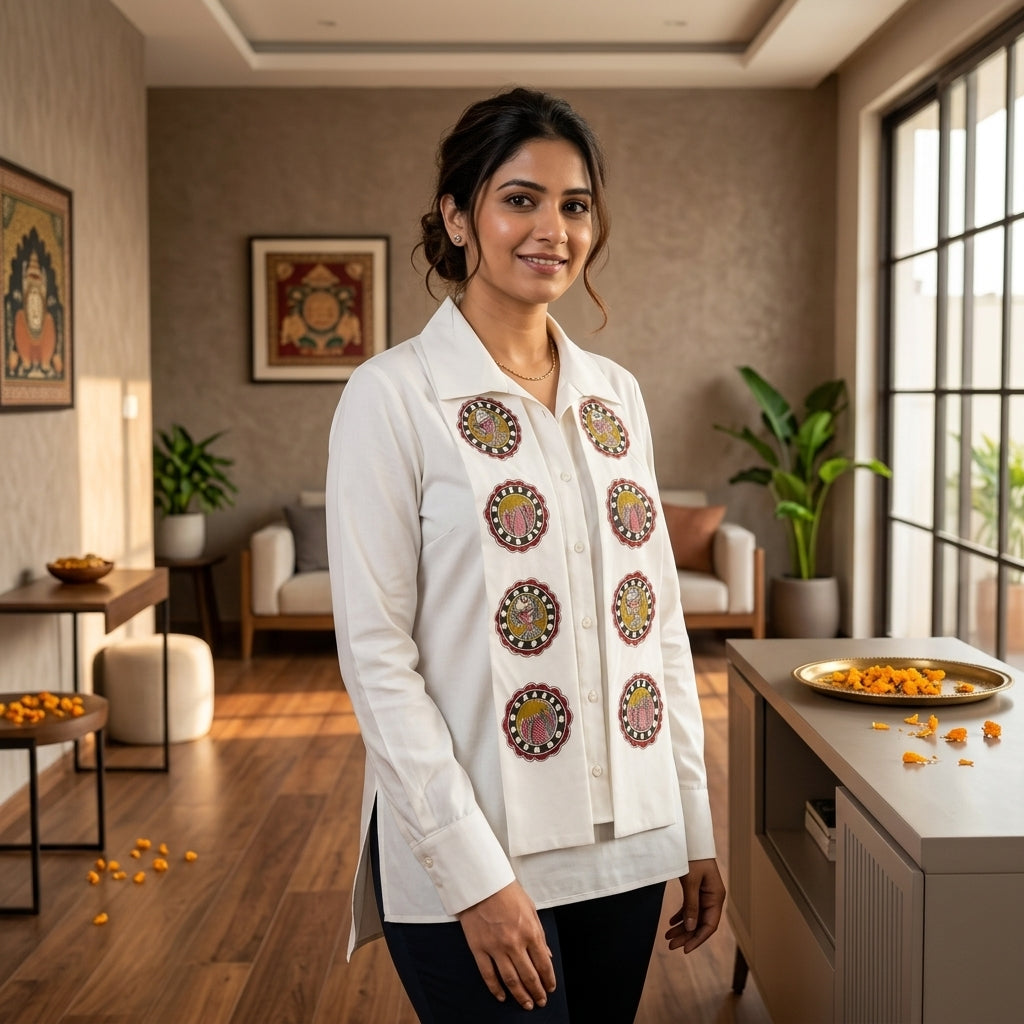 Handmade Madhubani Painting Women Shirt – Elegant Ethnic Wear