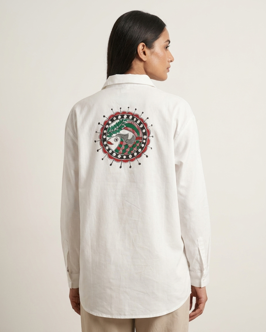Women  Madhubani Painting Shirt (Front & Back) Size XL – Ethnic Wear