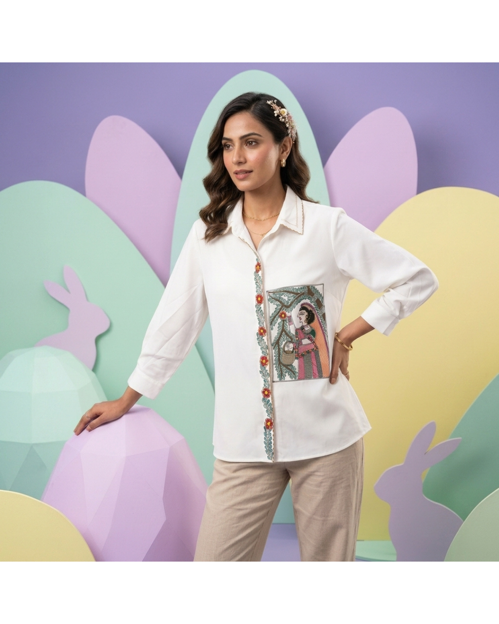 Madhubani Shirt for Women –  (Size M) | Ethnic Designer Wear