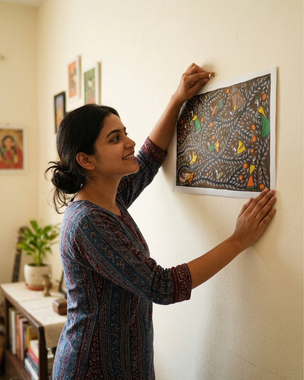 Tree of Life Madhubani Painting on Handmade Paper (15–22 Inch) – Traditional Mithila Folk Art Wall Decor