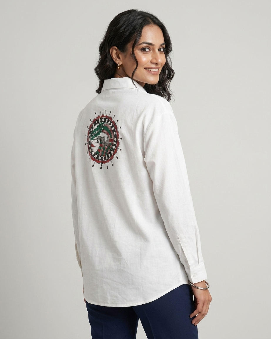 Women  Madhubani Painting Shirt (Front & Back) Size XL – Ethnic Wear