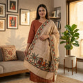 Handmade Madhubani Painting Dupatta Ethnic Wear | Traditional Designer Dupatta for Women