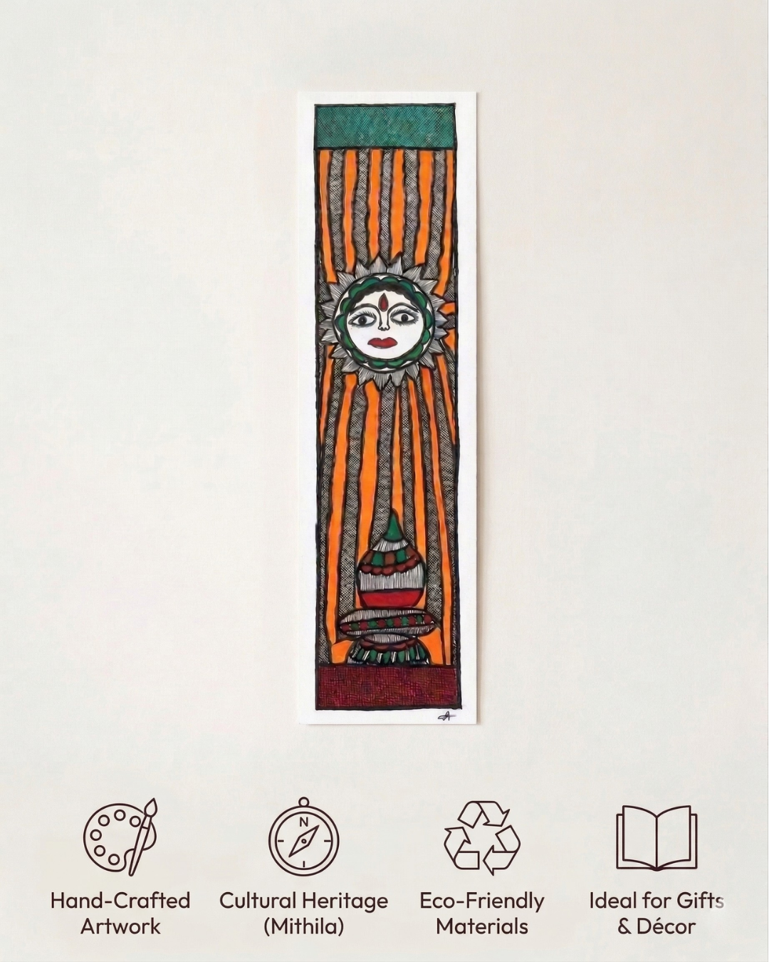 God Surya Madhubani Painting – Handmade Paper Wall Art