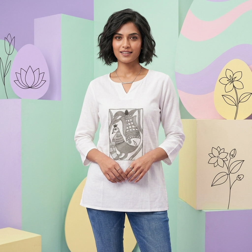 Hand-Painted Madhubani Women's Top | Ethnic Art Wear