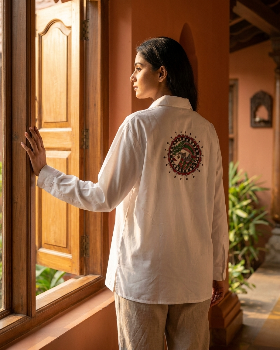 Women  Madhubani Painting Shirt (Front & Back) Size XL – Ethnic Wear