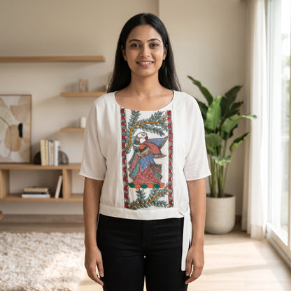 Handmade Madhubani Painting Women Crop Top for Women