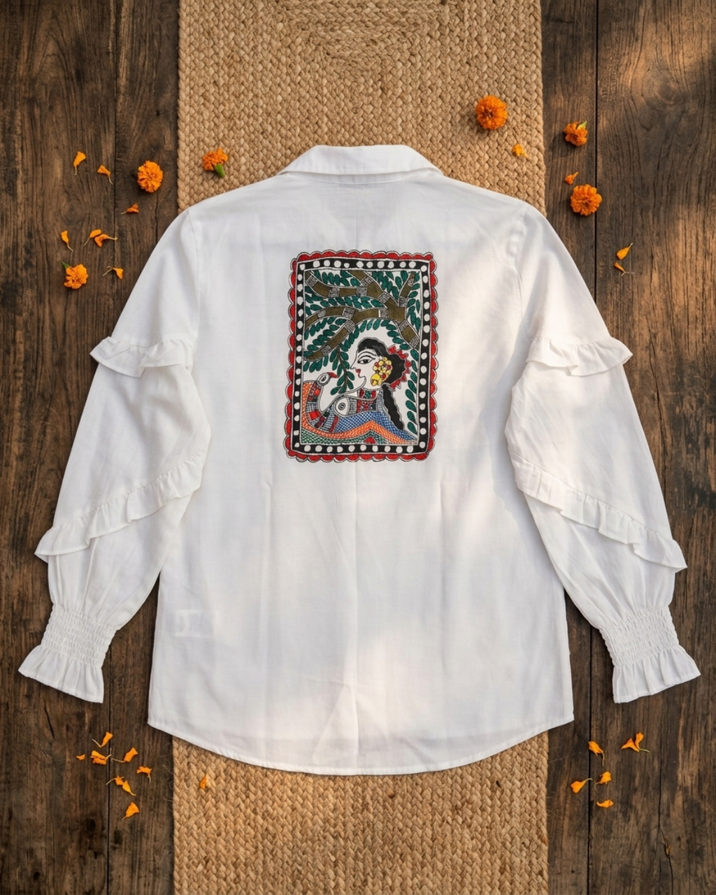 Front & Back Madhubani Shirt for Women –  (Size L) | Ethnic Designer Wear