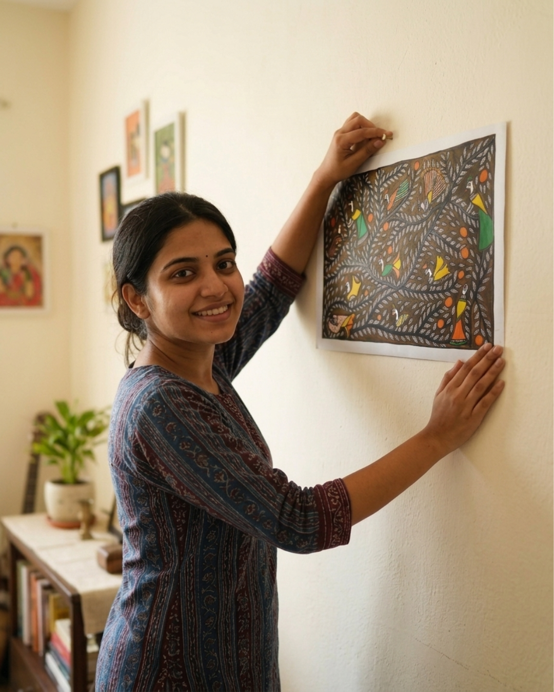 Tree of Life Madhubani Painting on Handmade Paper (15–22 Inch) – Traditional Mithila Folk Art Wall Decor