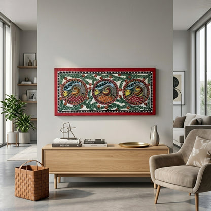 Fish Madhubani Painting with Frame | Handmade Wall Art