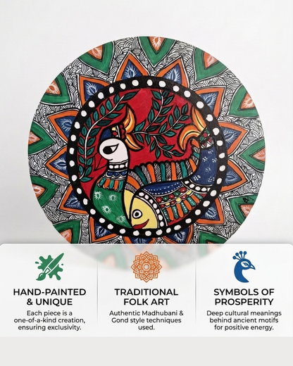 Handmade Peacock Madhubani Painting Traditional Wall Art