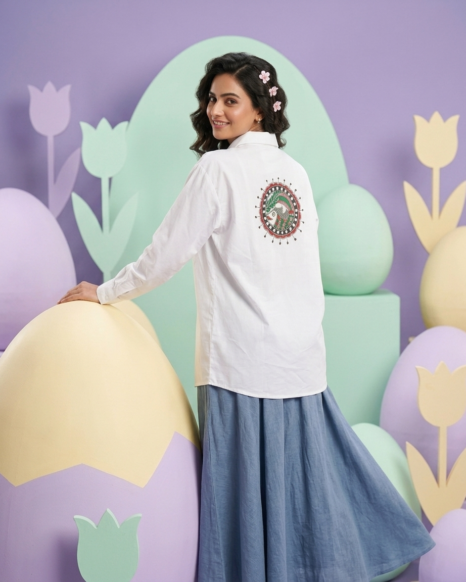 Women  Madhubani Painting Shirt (Front & Back) Size XL – Ethnic Wear
