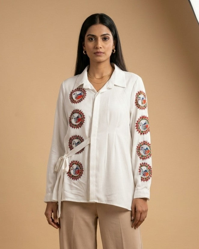 Hand-Painted Madhubani Art Women's Shirt