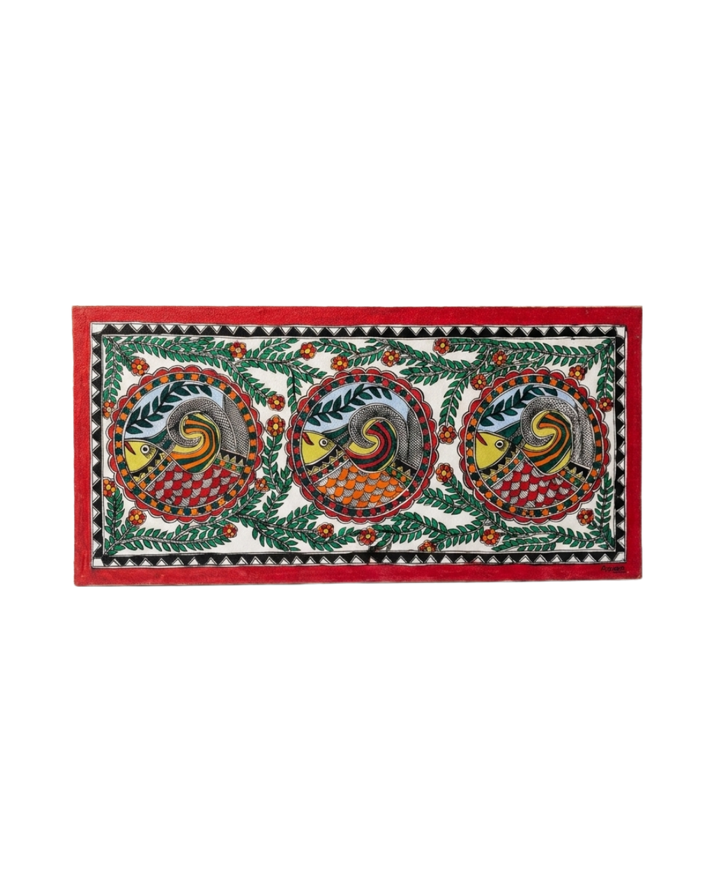 Fish Madhubani Painting with Frame – Handmade Wall Art
