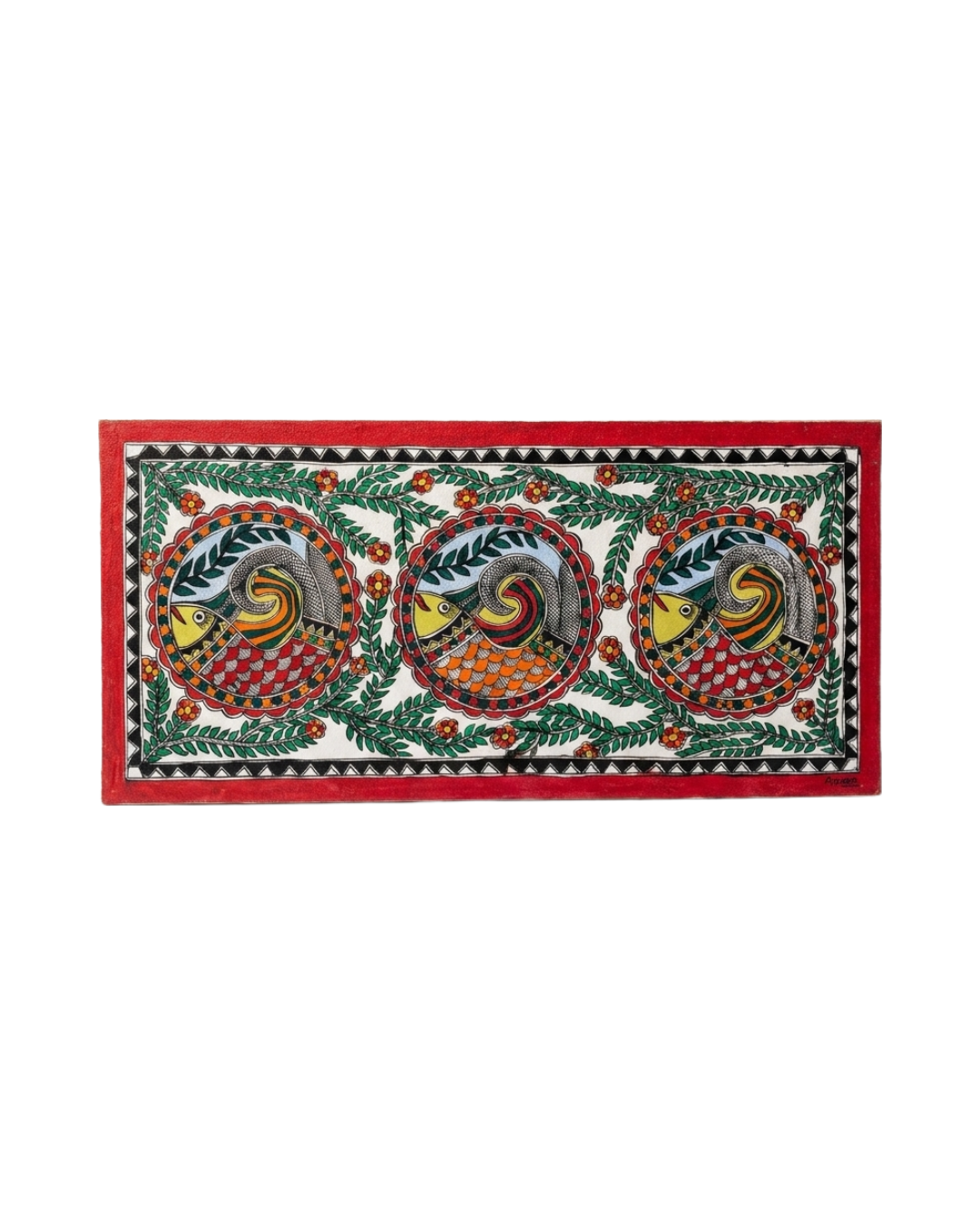 Fish Madhubani Painting with Frame – Handmade Wall Art