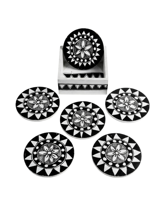 Handmade Rangoli Design Madhubani Coaster Set of 6