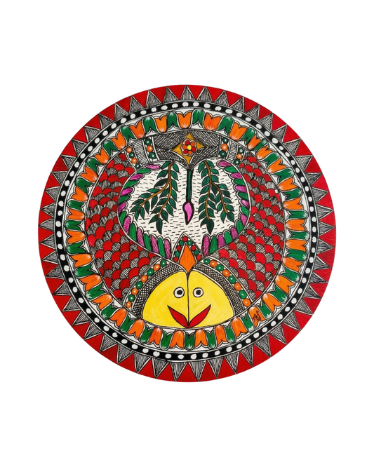Twin Fish Madhubani Wall Art Traditional Painting