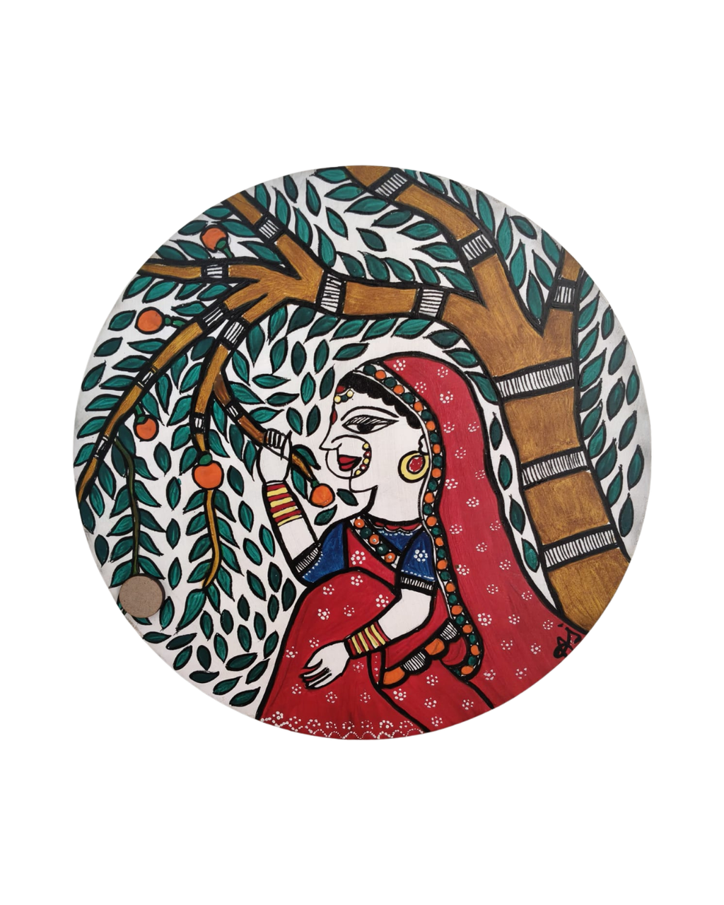 Handmade Women Madhubani Painting Wall Art on MDF Board  – Traditional Mithila Home Decor