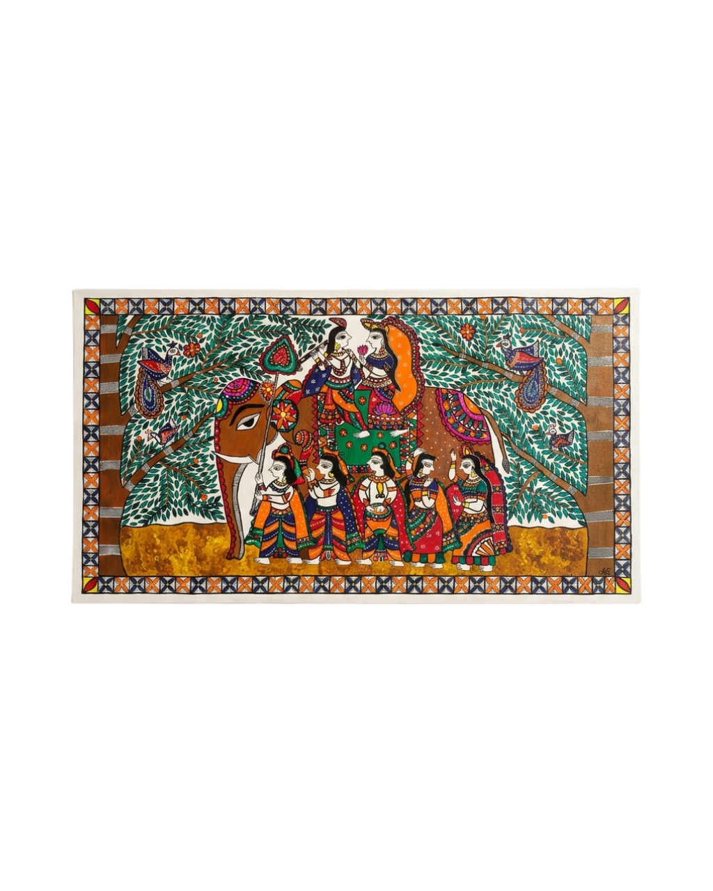 Dwarikadhish Madhubani Painting Canvas Wall Art Without Frame